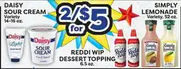 Torres Supermercado DAISY SOUR CREAM, SIMPLY LEMONADE, REDDI WIP DESSERT TOPPING offer