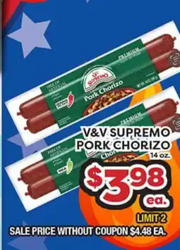 Torres Supermercado V&V SUPREMO PORK CHORIZO offer