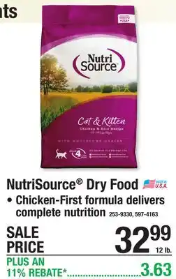 Menards NutriSource Dry Food offer