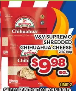 Torres Supermercado V&V SUPREMO SHREDDED CHIHUAHUA CHEESE offer