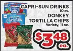 Torres Supermercado CAPRI-SUN DRINKS DONKEY TORTILLA CHIPS offer