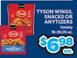 Torres Supermercado TYSON WINGS, SNACKS OR ANYTIZERS offer