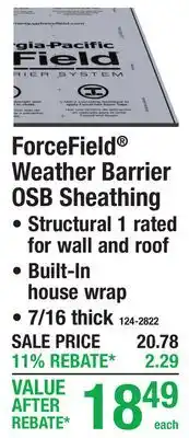 Menards ForceField Weather Barrier OSB Sheathing offer