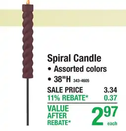Menards Spiral Candle offer