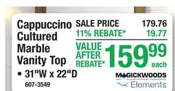 Menards MagickWoods Cappuccino Cultured Marble Vanity Top offer