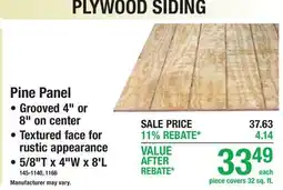 Menards Pine Panel offer
