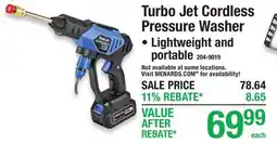 Menards Turbo Jet Cordless Pressure Washer offer
