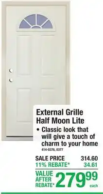Menards Mastercraft External Grille Half Moon Lite Prehung Doors offer