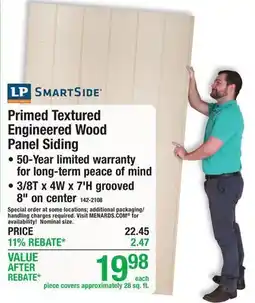 Menards Primed Textured Engineered Wood Panel Siding offer