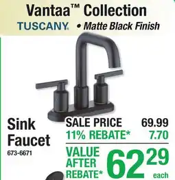 Menards Tuscany Vantaa Collection Sink Faucet offer