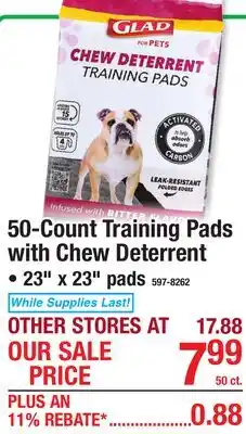 Menards 50-Count Training Pads with Chew Deterrent offer