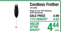 Menards Cordless Frother offer