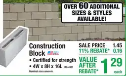 Menards Construction Block offer