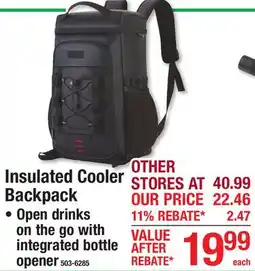 Menards Insulated Cooler Backpack offer