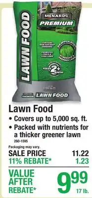 Menards Lawn Food offer