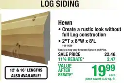 Menards Hewn LOG SIDING offer