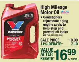 Menards High Mileage Motor Oil offer