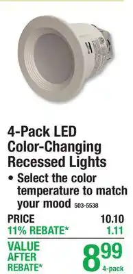 Menards 4-Pack LED Color-Changing Recessed Lights offer