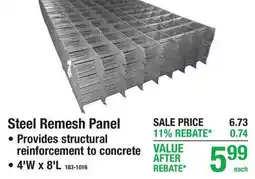 Menards Steel Remesh Panel offer