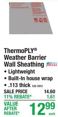 Menards ThermoPLY Weather Barrier Wall Sheathing offer