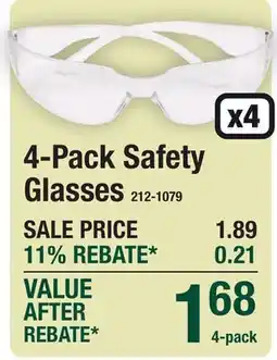 Menards 4-Pack Safety Glasses offer