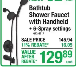 Menards Bathtub Shower Faucet with Handheld offer