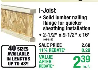 Menards I-Joist offer