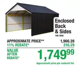 Menards Enclosed Back & Sides Pro-Port Shelters offer