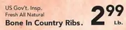 Eurofresh Market US Gov't. Insp. Fresh All Natural Bone In Country Ribs offer