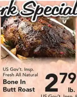 Eurofresh Market US Gov't Insp. Fresh All Natural Bone In Butt Roast offer