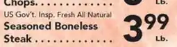 Eurofresh Market US Gov't. Insp. Fresh All Natural Seasoned Boneless Steak offer