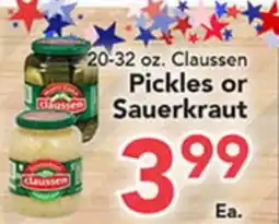 Eurofresh Market 20-32 oz. Claussen Pickles or Sauerkraut offer