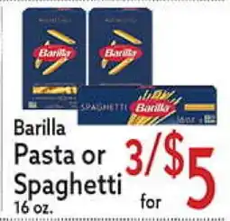 World Fresh Market Barilla Pasta or Spaghetti offer