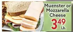 World Fresh Market Muenster or Mozzarella Cheese offer
