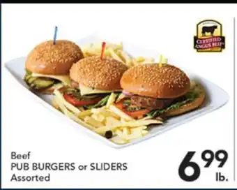 Pete's Fresh Market Beef PUB BURGERS or SLIDERS offer