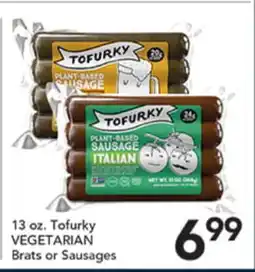 Pete's Fresh Market 13 oz. Tofurky VEGETARIAN Brats or Sausages offer
