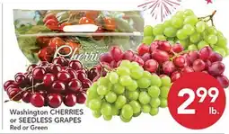 Pete's Fresh Market Washington CHERRIES or SEEDLESS GRAPES offer