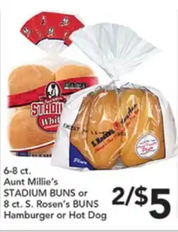 Pete's Fresh Market Aunt Millie's STADIUM BUNS or 8 ct. S. Rosen's BUNS Hamburger or Hot Dog offer