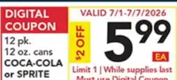 Pete's Fresh Market 12 pk. 12 oz. cans COCA-COLA or SPRITE offer