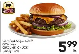 Pete's Fresh Market Certified Angus Beef 80% Lean GROUND CHUCK Family Pack offer
