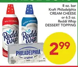 Pete's Fresh Market Kraft Philadelphia CREAM CHEESE or 6.5 oz. Reddi Whip DESSERT TOPPING offer