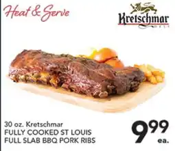 Pete's Fresh Market Kretschmar FULLY COOKED ST LOUIS FULL SLAB BBQ PORK RIBS offer