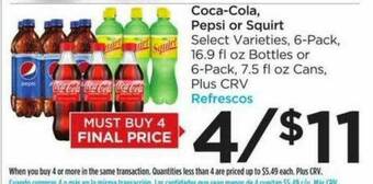 Foods Co Coca-Cola, Pepsi Or Squirt offer