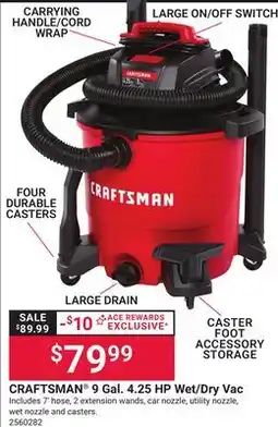 Ace Hardware CRAFTSMAN 9 Gal. 4.25 HP Wet/Dry Vac offer