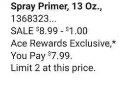 Ace Hardware Spray Primer, 13 Oz offer