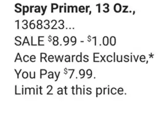 Ace Hardware Spray Primer, 13 Oz offer
