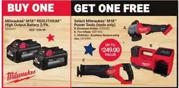 Ace Hardware Milwaukee M18 REDLITHIUM High Output Battery 2/PK offer