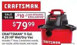 Ace Hardware CRAFTSMAN 9 Gal. 4.25 HP Wet/Dry Vac offer