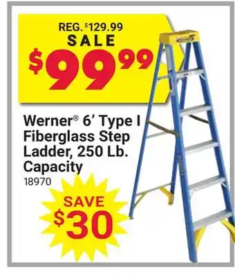 Ace Hardware Werner 6' Type I Fiberglass Step Ladder, 250 Lb. Capacity offer