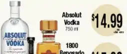 Big Saver Foods Absolut Vodka, 750 ml 1800 Reposado offer